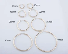 2mm Gold Filled Endless Tube Hoop Earrings - Top Quality Different Sizes