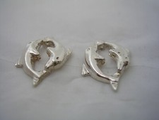 DOLPHIN POST STUD EARRINGS ALL HIGH POLISHED FINISH IN STERLING SILVER