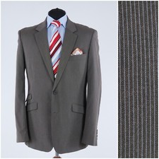 Mens Striped Blazer 42R UK Size OWKI Brown Sport Coat Jacket