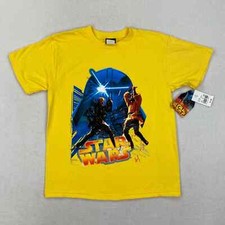 Vintage Star Wars Shirt Youth Large Yellow Episode III Anakin Obi Wan Deadstock