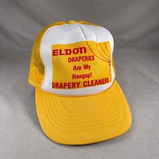 Eldon Drapery Cleaners Hat Men OS Yellow Snapback Trucker Cap Mesh Back