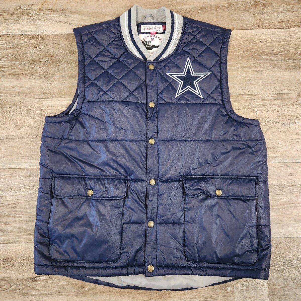 Mitchell Ness Throwback Dallas Cowboys NFL Football Blu XL Quilted Puffer  Vest