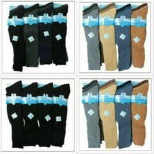MENS COTTON RIBBED LONG HOSE PLAIN LONG KNEE HIGH SOCKS 3 COLS 6-11 Lot