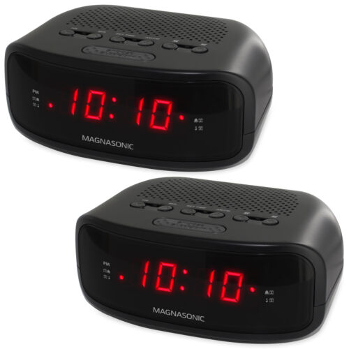 Magnasonic Digital AM/FM Clock Radio with Battery Backup, Dual Alarm - 2 Pack - Picture 1 of 10