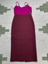 Express Body Contour Color Block V Wire Midi Sweater Dress Womens Medium Red New