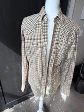 RRL Double RL Check Shirt Ralph Lauren Pearl Snap Western Beige Medium