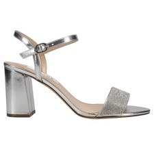Nina Haven Metallic Block Heels Womens Silver Dress Sandals HAVEN-064