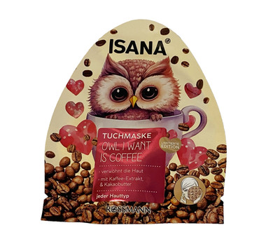ISANA Owl I Want Is Coffee Tuchmaske Limited Edition Vegan Gesichtsmaske Kaffee