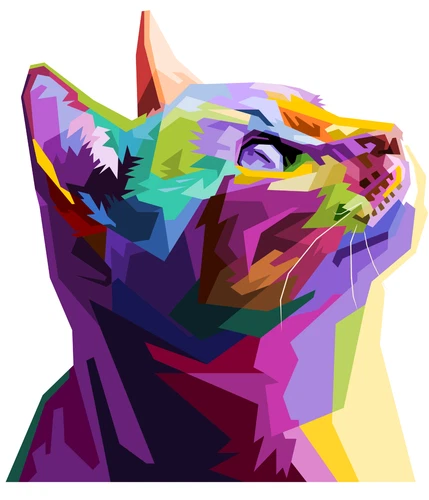 Cat Pop Art Psychedelic Colourful Self Adhesive Vinyl Sticker