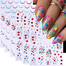 6 Sheets Christmas Balloons Nail Art Stickers Colorful Polka Dot french balloon
