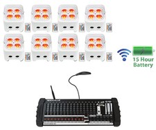 8 Rockville BEST PAR 50 Battery Wash Lights Wireless DMX 384 Channel Controller