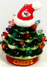 Kansas City Chiefs Tabletop Ceramic Christmas Tree/Ornament Illuminated LED 4"
