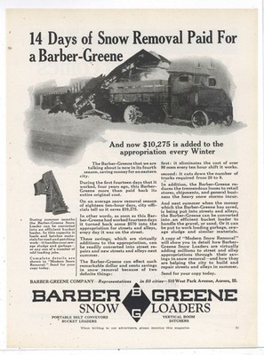 1927 Barber Greene Snow Loader of Aurora, Illinois Ad: Loading onto Mack Type A