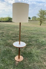 Jane and Gordon Martz Floor Table Lamp Coin Tile Top Pottery Mid Century Modern