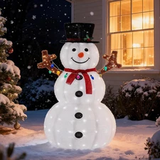5FT White Prelit Snowman w/LED Lights Outdoor Pop-Up Bright Christmas Decoration