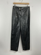 Womans Excellent Shein Faux Leather Pants Medium Black Pleats 