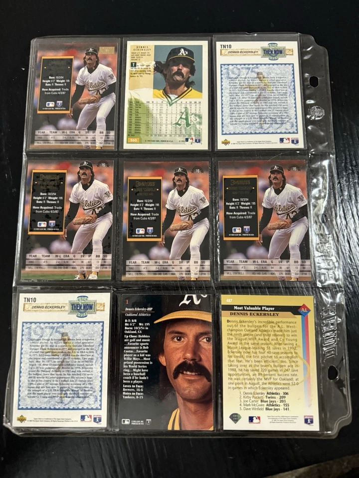 Lote de 89 cartas de Dennis Eckersley A’s Red Sox Cubs Topps Fleer Donruss cubierta superior patio Foto 2 de 4