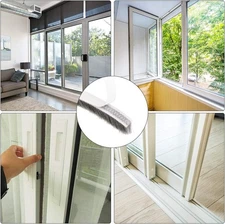 Brush Weather Stripping Adhesive Felt Door Seal Strip Sweep 197"x0.47" Gray