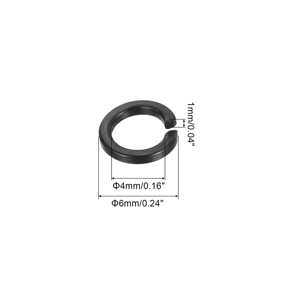 Rondella elastica, M4 Rondella elastica in acciaio inossidabile 100 pezzi, nero - Immagine 2 di 4