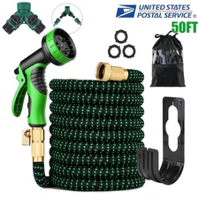 Garden Hose 50ft Extra Strength Fabric Flexible Expanding Hose with Spray Nozzl