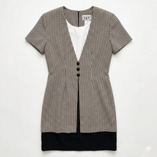 VTG 90s DBY Ltd Gingham Check Layered Look Mini Dress Academia Clueless Size 5