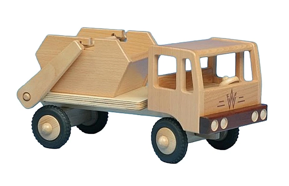 LKW Müllfahrzeug - Werdauer Holzspielzeug Müll Laster zweiachsig Holz Fahrzeug - Bild 1 von 1