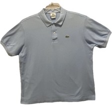 Lacoste Polo Shirt Men  s Size 7/XXL Light BLUE Knit 100 Cotton Pique Casual EUC