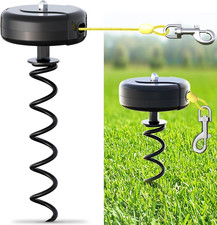Dog Tie Out Cable and Stake 360  No Tangle Heavy Spiral Yard Stake and Retractab