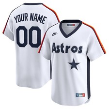 Custom Nike MLB Houston Astros Cooperstown Collection Stitched White Jersey