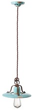 Hängeleuchte Pendelleuchte Keramik E27 Ø 25 cm Hellblau Shabby Antik Handarbeit