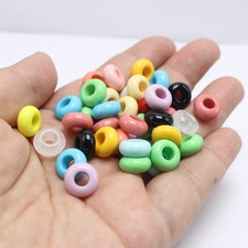 100 Mixed Bubblegum Colour Acrylic Rondelle Spacer Beads 12mm Big Hole 4.5mm