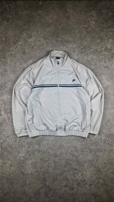 Nike Vintage Track Jacket L Beige Navy Y2K Retro Windbreaker