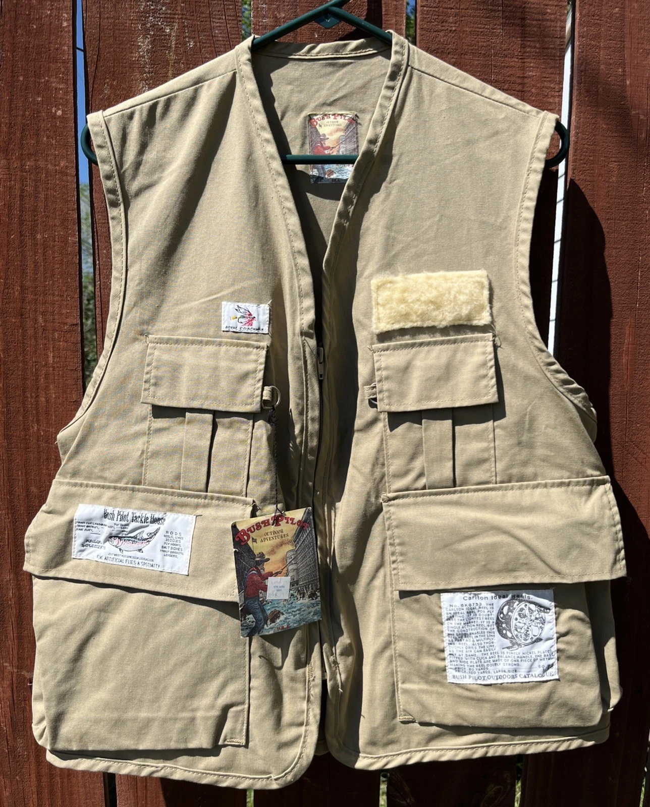 Vintage Fly Fishing Vest Bush Pilot Size M 80s Beige Multi Pocket Fishing Gear