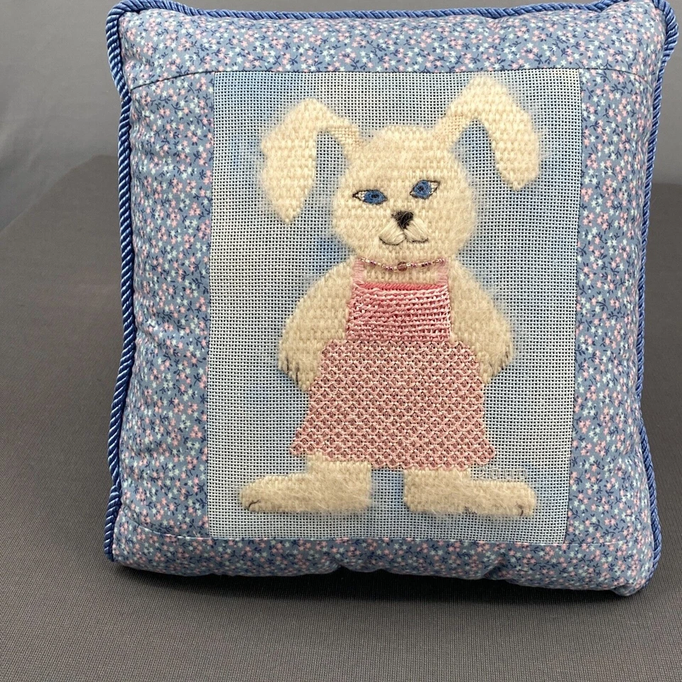 Almohada Hada de los Dientes Felpa Bordada Conejo Conejo Azul Blanco Pascua y Patrón Foto 3 de 4