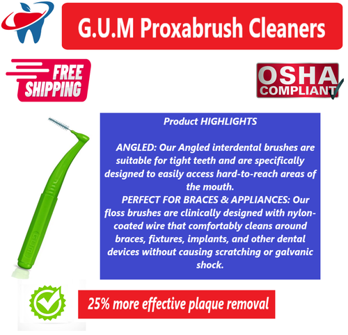 GUM Proxabrush Go-Betweens - Angled Interdental Brushes, Brush Braces cleaner - Afbeelding 4 van 5
