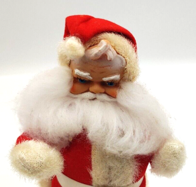 Vintage 1950's Santa Claus 8” Figure Plastic Face Felt Body Japan