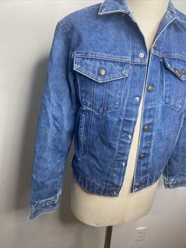 Vintage Saddle King Western Blue Denim Jacket Jean Sz 36 Cowboy Trucker Festival - Picture 3 of 7