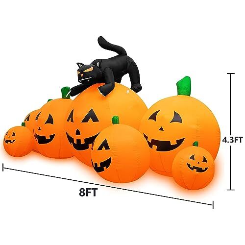 8 FT Halloween Inflatables Outdoor Decorations Pumpkin, Animated Witch's Cat - Picture 2 of 7