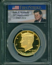 2014-W 50C GOLD PROOF High Relief JFK KENNEDY PCGS PF70 PR70 FIRST STRIKE FS