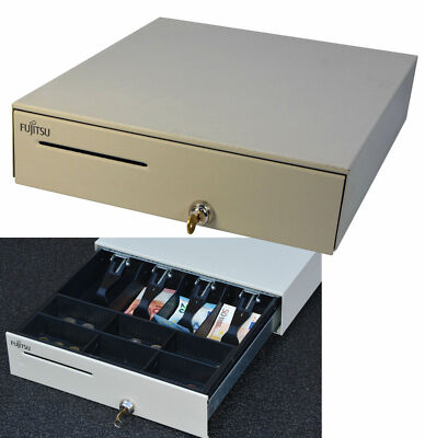 FUJITSU STABILE PROFESSIONELLE GELDLADE KASSENLADE GRAU AUS STAHL m.2M ETER KAB