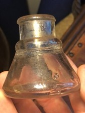 ANTIQUE FOUNTAIN PEN GLASS INK BOTTLE CARTER'S CARTERS no. 5 CLEAR !!