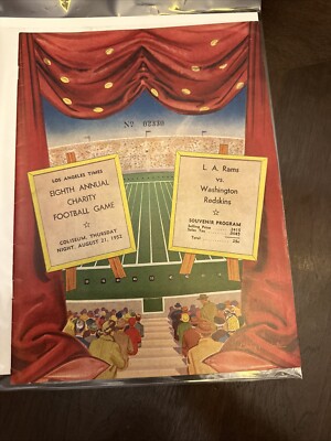 1952 Los Angeles Rams vs Washington Redskins NFL Football Game Program ...