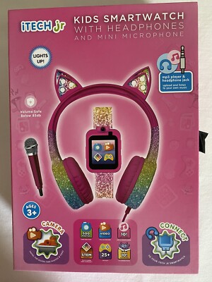ITECH Jr Kids Smartwatch With Headphones And Mini Microphone Lights Up!