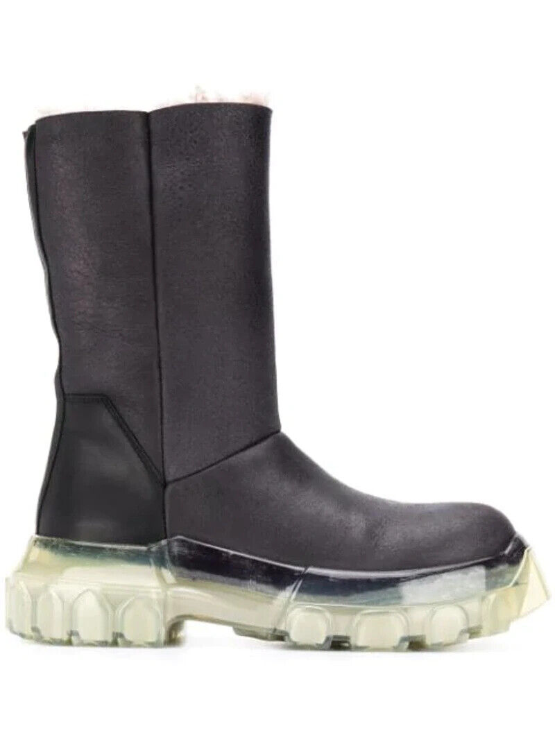 Rick Owens Black Shearling Mega Bozo Tractor Chelsea Boots Rick Owens Black Shearling Mega Bozo Tractor Chelsea Boots