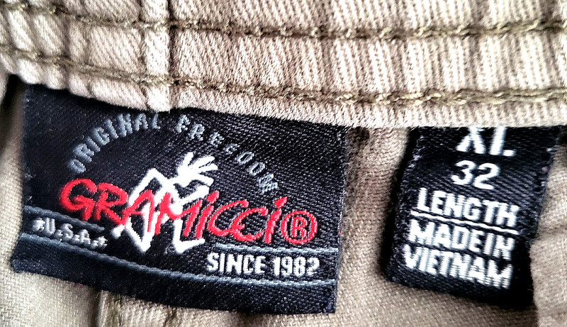 Vintage Gramicci Jeans Men XL (38x32) OD olive Green Belted HikingClimbing Pants