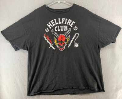 Stranger Things Mens TShirt 3XL Black Hellfire Club