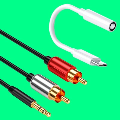 High Rate Type C to 3.5mm Jack Audio Adapter + RCA Audio Cable f Huawei P30 Pro