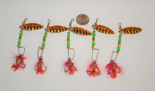 New 5 pieces Custom Fly Spinner Fishing Lure Spinnerbait size 6 Treble Bait Jig
