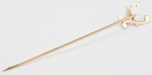 Vintage Art Deco 14K Yellow Gold Ruby Stylistic Stickpin - Picture 5 of 6
