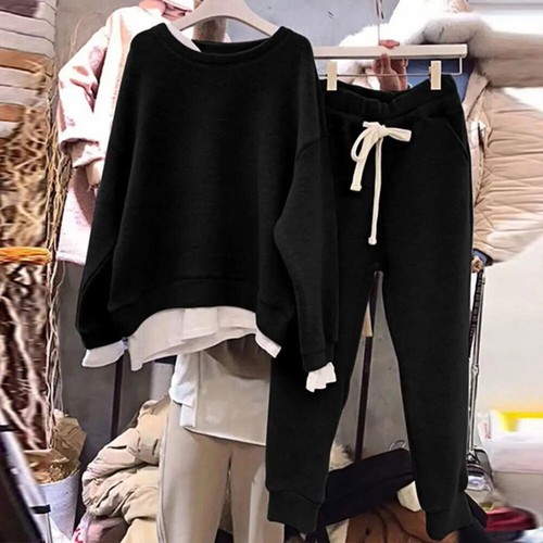 Women Sweater Tracksuit Two-piece Style Outfit Sweatshirt Pants Sets - Picture 16 of 25